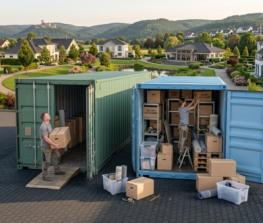 Umzug – Möbel und Kartons im Container zwischenlagern